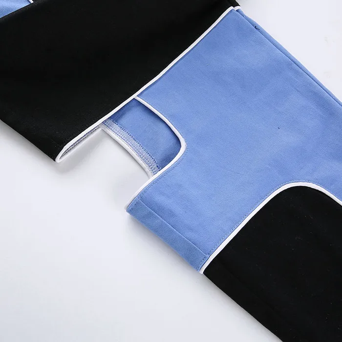 YYXZ модные тонкие контрастные цвета Лоскутные Джинсовые выдалбливают SML Высокая талия 2 цвета женские повседневные джинсы женские джинсовые штаны