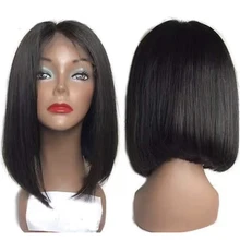 LUFFYHAIR короткие полные кружевные человеческие волосы парики боб парик полный и толстый для черных женщин бразильские прямые волосы Реми парики