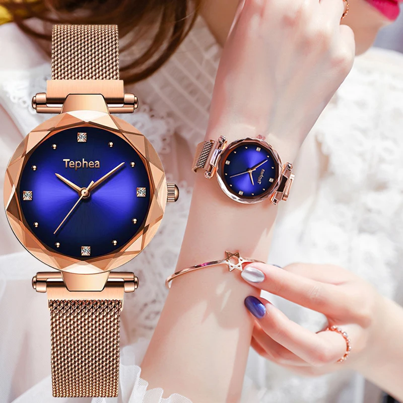 

Luxury rosefield Women Watch Rose Gold Starry Sky Magnetic Quartz Wristwatch Waterproof Watch Female Clock relogios feminino