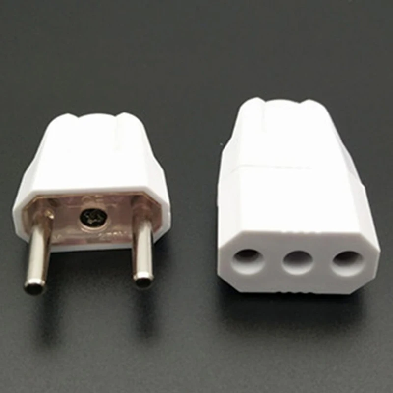 

250V 10A Butt Plug Socket Eu Adapter Electrical Plug AC Power Connector Cable Cord Female Male Converter Adaptor 2Pair