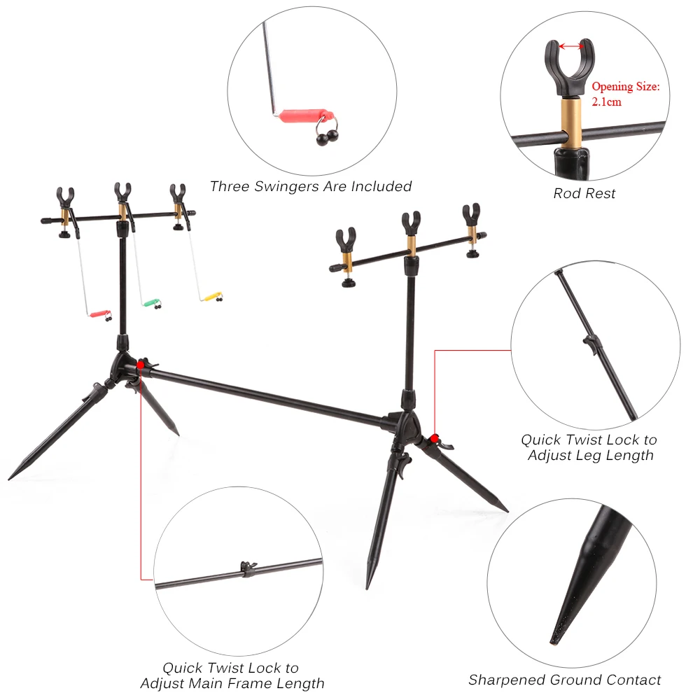 Lixada Fishing Rods Adjustable Retractable Carp Pod Stand Holder Fishing Pole Stand Tackle Accessory Bracket Carp for Pesca