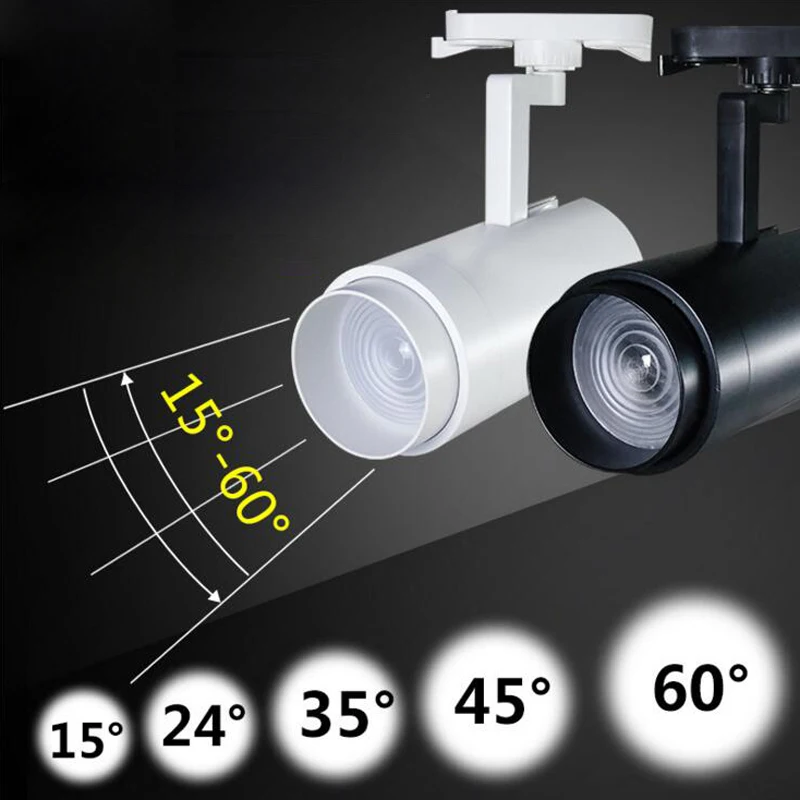 

10PC Adjustable Focusing Black Track Lighting Lamp 20W 30W 40W COB Track Rail Light Spotlight Fixtures AC85-265V