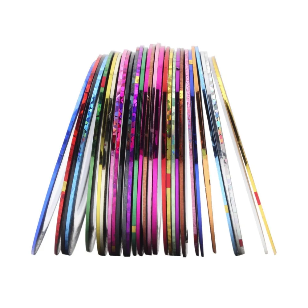 

30pcs Mixed Colorful Rolls Striping Decals Foil Tips Tape Line DIY Design Nail Art Stickers nail Tools Decorations