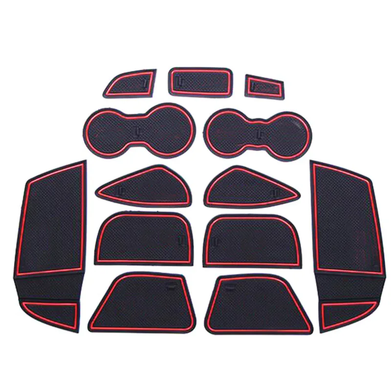 Goede 13 stks set Auto Interieur Cup Mat Deur Poort Slot Pad Opbergdoos Mat Stickers Voor Ford Focus 3 2012 2013 2014 LHD Met Logo