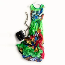 Holidaying princess bohemia beach dress elegant slim silk one-piece dress full dress