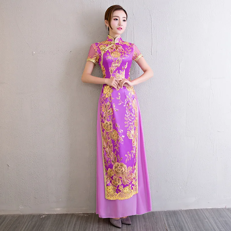 Vestido, платья в восточном стиле, традиционная вьетнамская вышивка, Cheongsam Ao Dai, платье, женская мода, Qipao, свадебное длинное красное платье