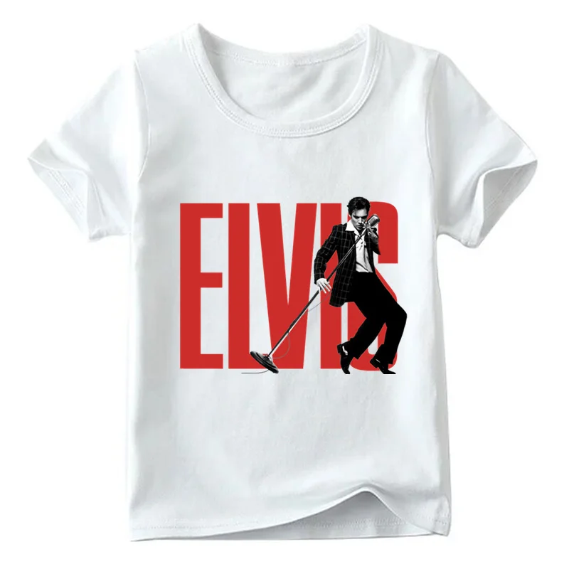 2019 детская футболка Elvis Presley King of Rock принт для мальчиков и девочек летние белые