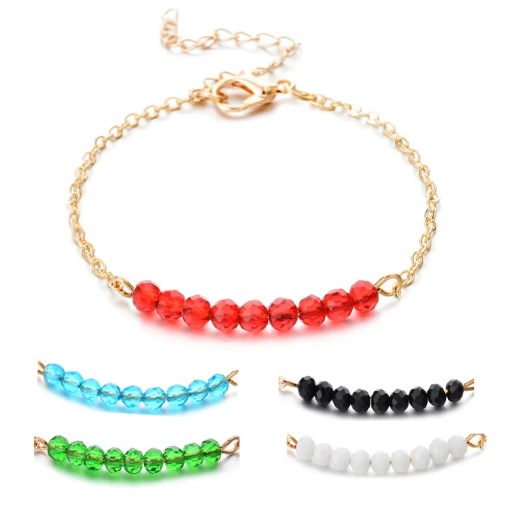 

ZMZY Bohemian Statement Glass Crystal Boho Gold Color Charm Bracelet Femme Simple Chain Adjustable Bracelets For Women Jewelry