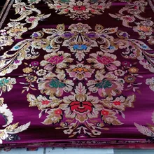 Китайская традиционная 75 см полиэфирная парча темно-фиолетовая спинка с большим позиционированием красного золота зеленого синего цвета большой лист и Пион шаблон