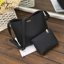 Cuero de LA PU Bolsas de Mensajero Del Hombro Totes + Carteras 2 Unidades 1 Nuevo 2017 de La Manera Simple Marca Diseñadores Bolsos de Las Mujeres Compuesto bolsa