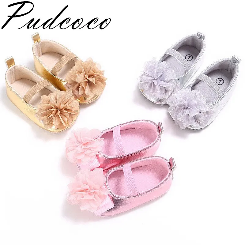 

Pudcoco 2018 Brand New Baby Girl Princess Flower Shoes Kid Toddler Soft Sole Crib Shoes Prewalker 0-18M