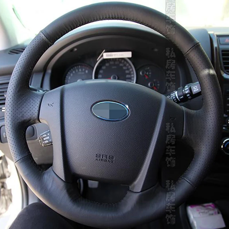 Hand stitched Black Leather Steering Wheel Cover for Kia Sportage 2 2005 2010 2009 Sportage