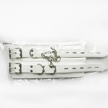 Thierry Luxury Soft white Bondage Restraints Handcuffs Collar Wrist Ankle Cuffs for Fetish Erotic Adult Games Couple Sex Product 6