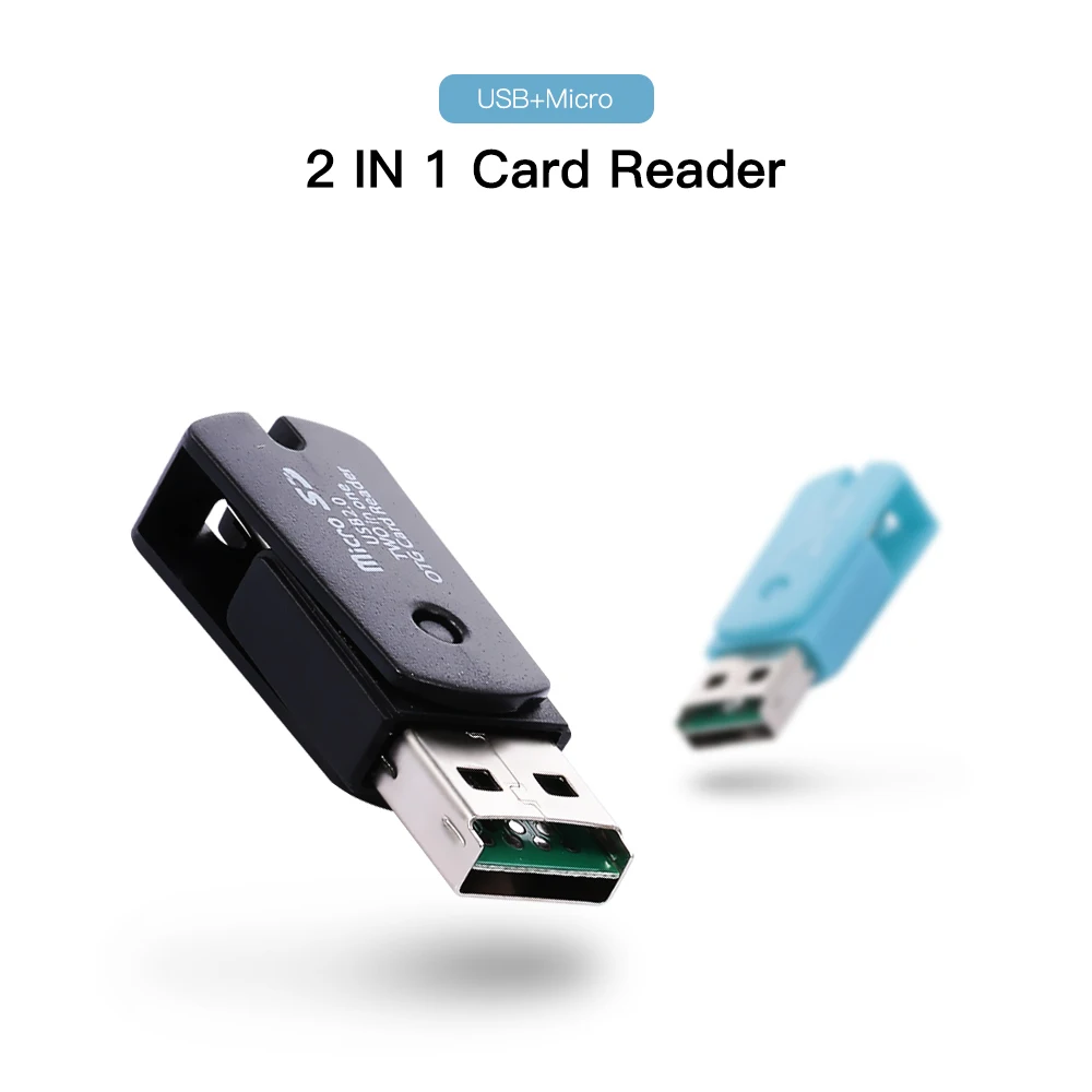 Micro USB 2 в 1 OTG кардридер Поддержка TF карта рекордер телефон карта памяти вращающийся кард-ридер(черный