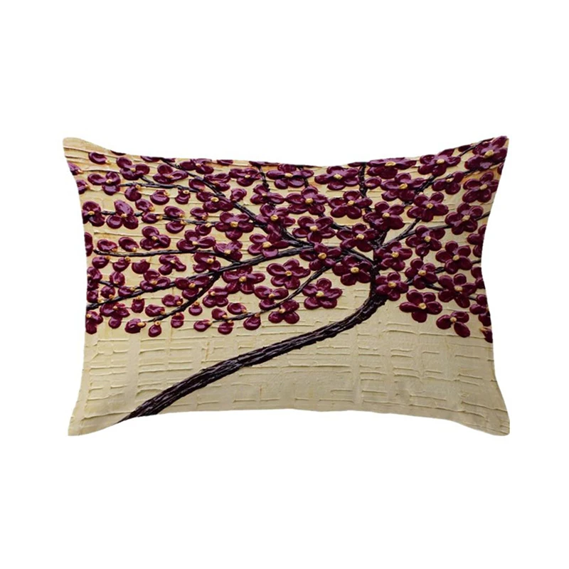 3D Винтаж диванные подушки Чехол картина оливкового дерева с цветочным принтом из хлопка и льна для домашняя декоративная наволочка 30x50 см V5745