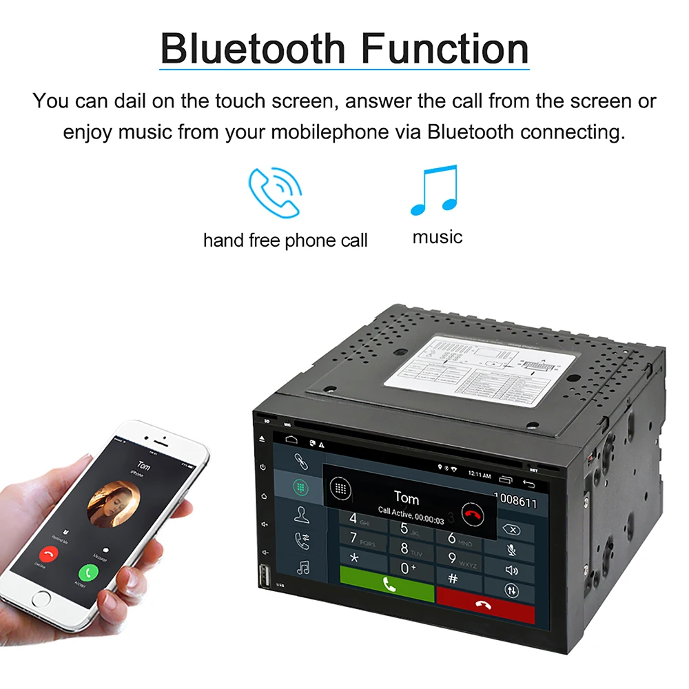 Best 2 Din Android 6.0 DVD CD Car Radio Stereo 6.95" Car GPS Navigation Wifi Bluetooth USB Radio Audio Player subwoofer USB SD Player 3