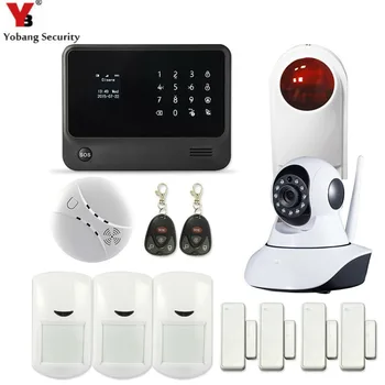 

YobangSecurity Touch Keypad WIFI GSM Burglar Alarm System Security Home with APP IP Camera Wireless Flash Siren Smoke Sensor