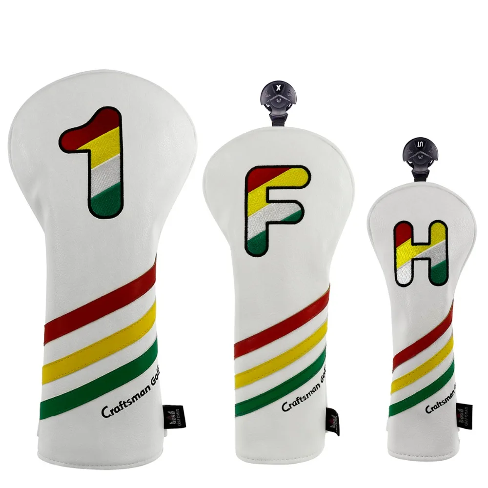 شحن مجاني حرفي الغولف غطاء الرأس الخشب غطاء بو الجلود نادي الغولف Headcovers الخشب رئيس يغطي ل #1 # F # H