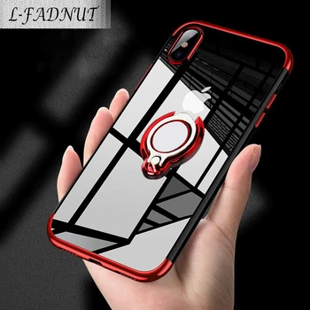

L-FADNUT Finger Ring Case For iPhone X Xr Xs Max Clear Silicone Shockproof Soft TPU Cover Coque For iPhone 7 8 6S 6 Plus 5 5S SE