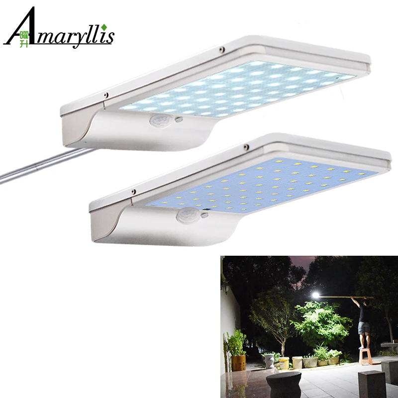 

800lm Microwave Sensor Solar Light With Three Modes Outdoor Waterproof Solar Lamp 48leds Security Lighting For Garden Home Wall
