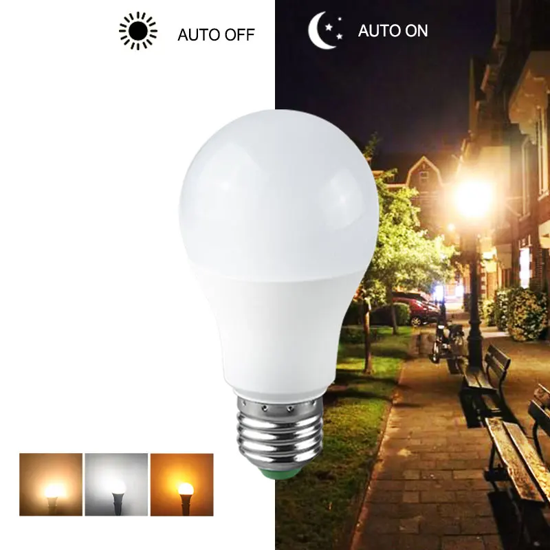 

Vacamm E27 B22 LED Lamp 10W 15W Sensor Light Dusk to Dawn Auto ON/OFF Globe LED Light Bulb For Home Porch Hallway Lighting