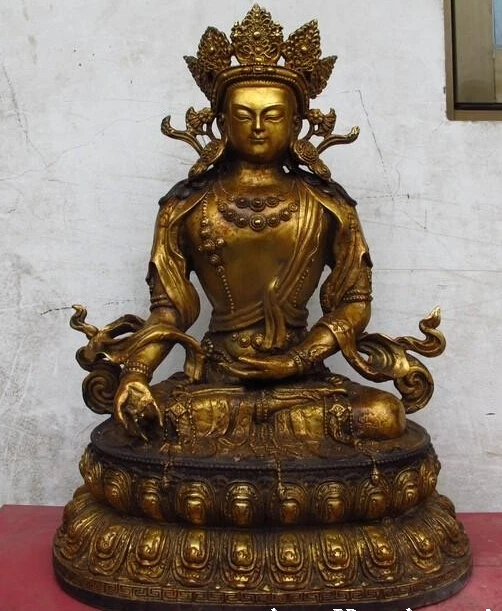

Tibetan Buddhism Copper Bronze Gild padma Guan yin Kwan-Yin Buddha statuary Statue