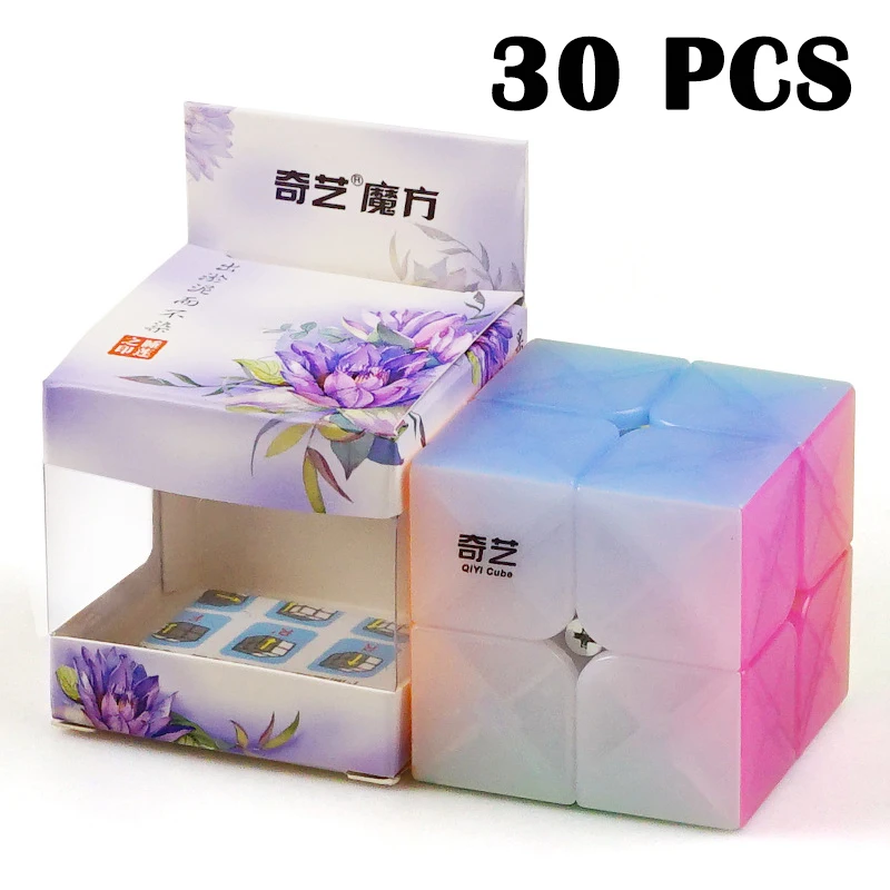 

30PCS QiYi QiDiS Magic cube MiNi Cubo magico Smooth Jelly color Non sticker Puzzle cube Professional Neo Cube Toys For Children