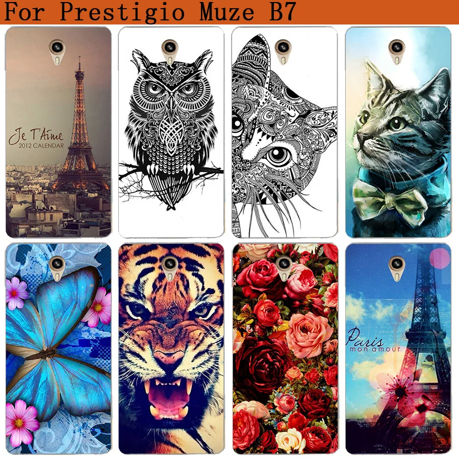 

Phone Cover For Prestigio Muze B7 PSP7511 DUO Cases Pattern Painted Wolf Tiger Owl Rose Soft Tpu Case For Prestigio Muze B7