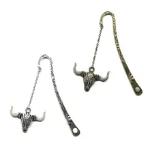 Демон с рогами, кулоном с головой коровы, ретро люминисцентная Закладка, Ретро металлическая звезда, луна, гравировка, узор, элегантная шпилька для волос