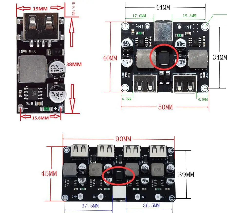 USB QC3.0 QC2.0 DC-DC понижающий преобразователь зарядный понижающий модуль 6-32 в 9 в 12 В 24 В для быстрого зарядного устройства печатная плата 3 в 5 в 12 В