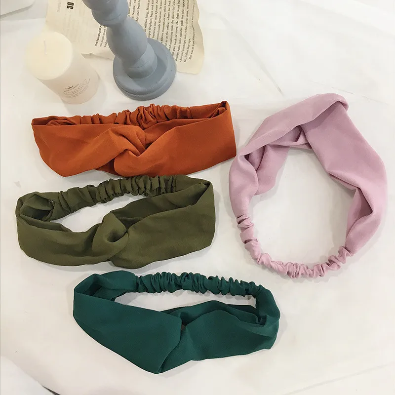 

Free shipping women's Lovely solid cross bow hairbands girl's headwear women Vintage elegant elasticity hair accessories