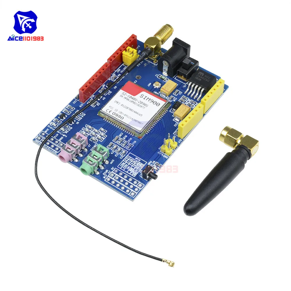 Модуль разработки diymore SIM900 850/900/1800/1900 МГц GPRS GSM плата с IPX интерфейсная антенна для