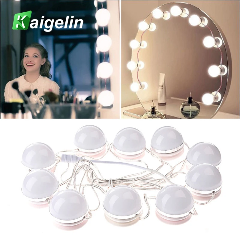

Makeup Wall Mirror LED Light Bulbs Kit White Light Table Makeup Mirror Bulbs Kit With Dimmer Power Supple Plug In