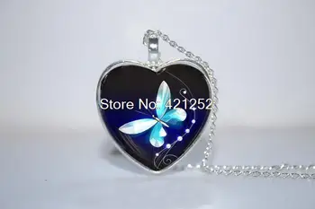 

10pcs/lot Crystal Butterfly Pendant, Butterfly Jewelry, Butterfly Necklace Glass Photo Cabochon Necklace