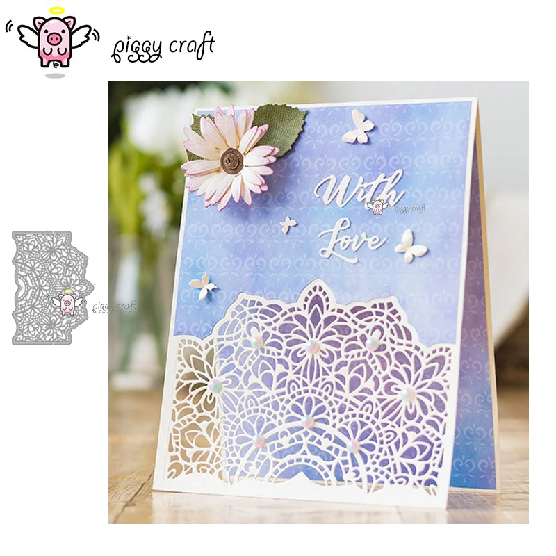 

Piggy Craft metal cutting dies cut die mold Dual-use lace card frame Scrapbook paper craft knife mould blade punch stencils dies
