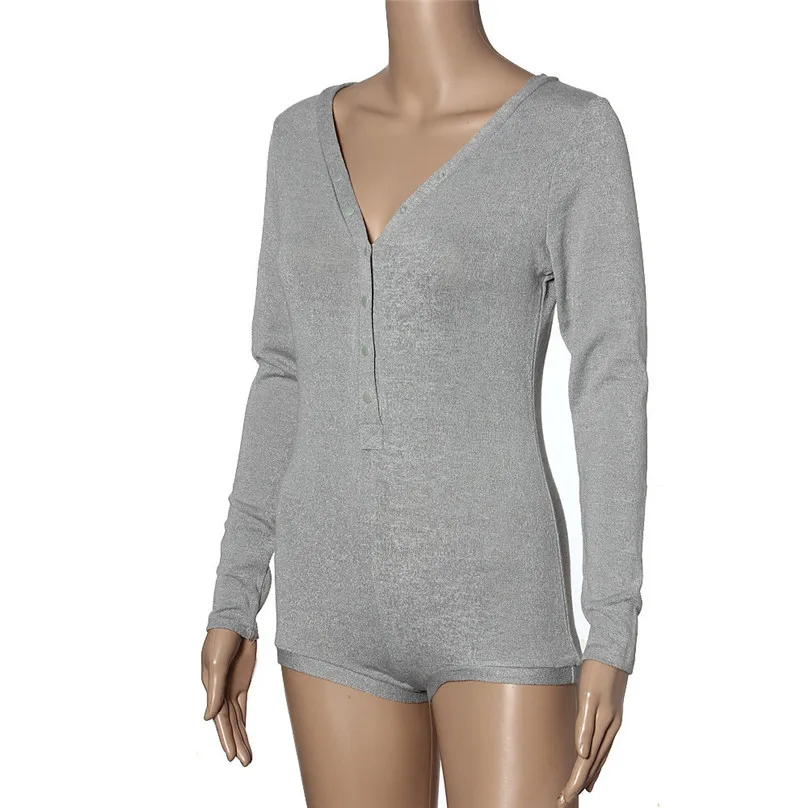Sexy Bodysuits Womens V Neck Bodysuit Stretch Long Sleeve Jumpsuit Shorts Pants Playsuit Slim Jumpsuit #3f21 (15)
