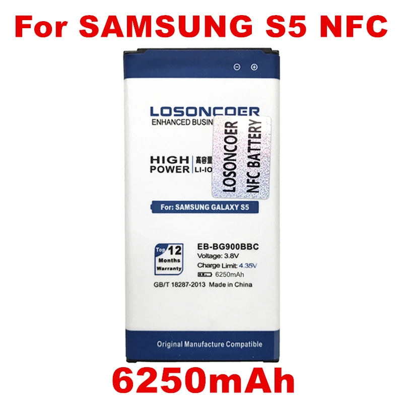

6250mAh EB-BG900BBC NFC for Samsung Galaxy S5 NFC Battery I9600 G9006 G9008 I9602 G900F G900H