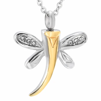 

IJD9725 Stainless Steel Dragonfly Cremation Pendant Keepsake Necklace Ashes Holder Urn Memorial Funeral Jewelry-Funnel Included