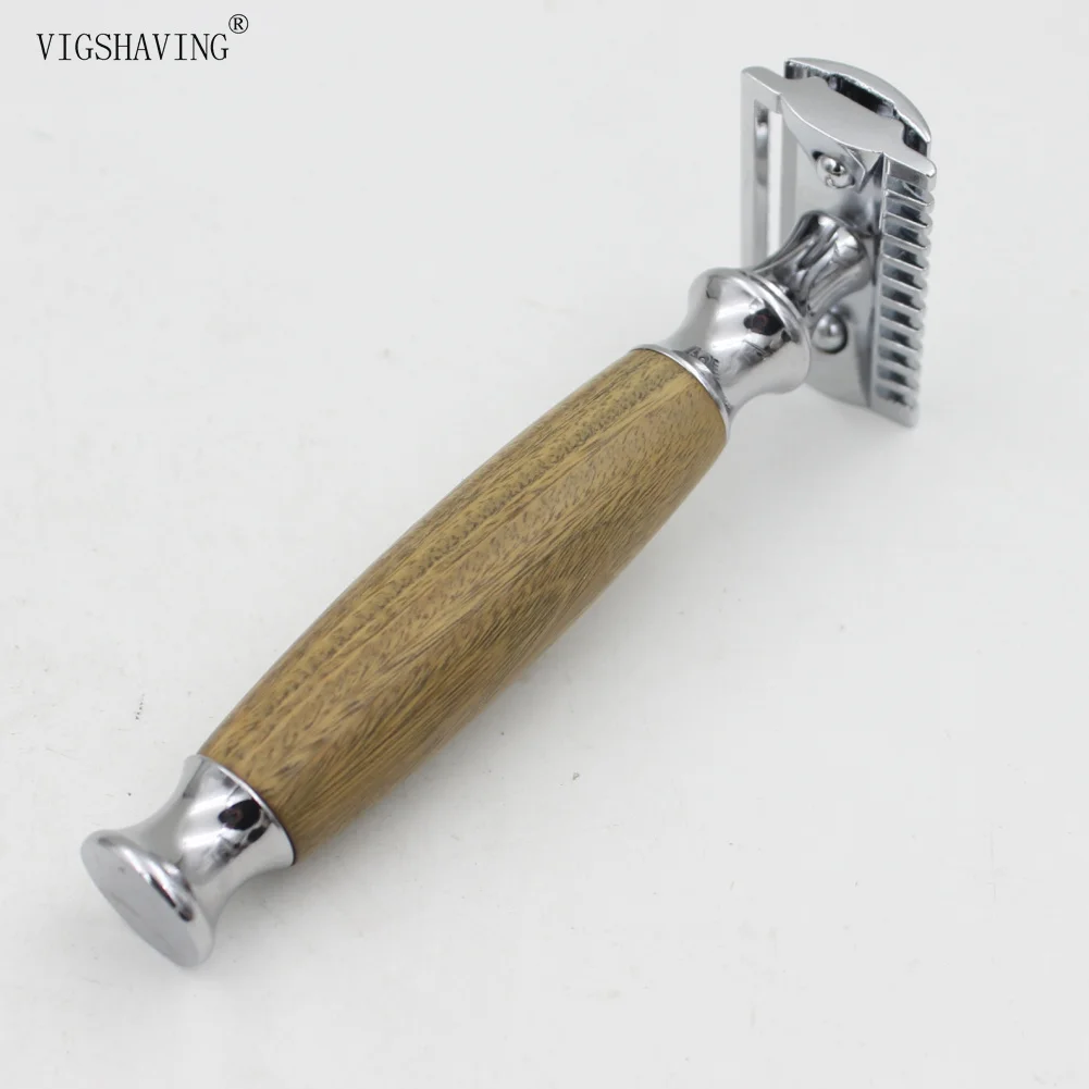

Verawood Wood Handle and Chrome plated Double Edge Safety Razor For Men Barber Shave Tool