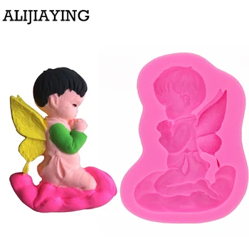 

M0219 Sugarcraft Angel boy Frame silicone mold fondant mold cake decorating tools chocolate gumpaste mold