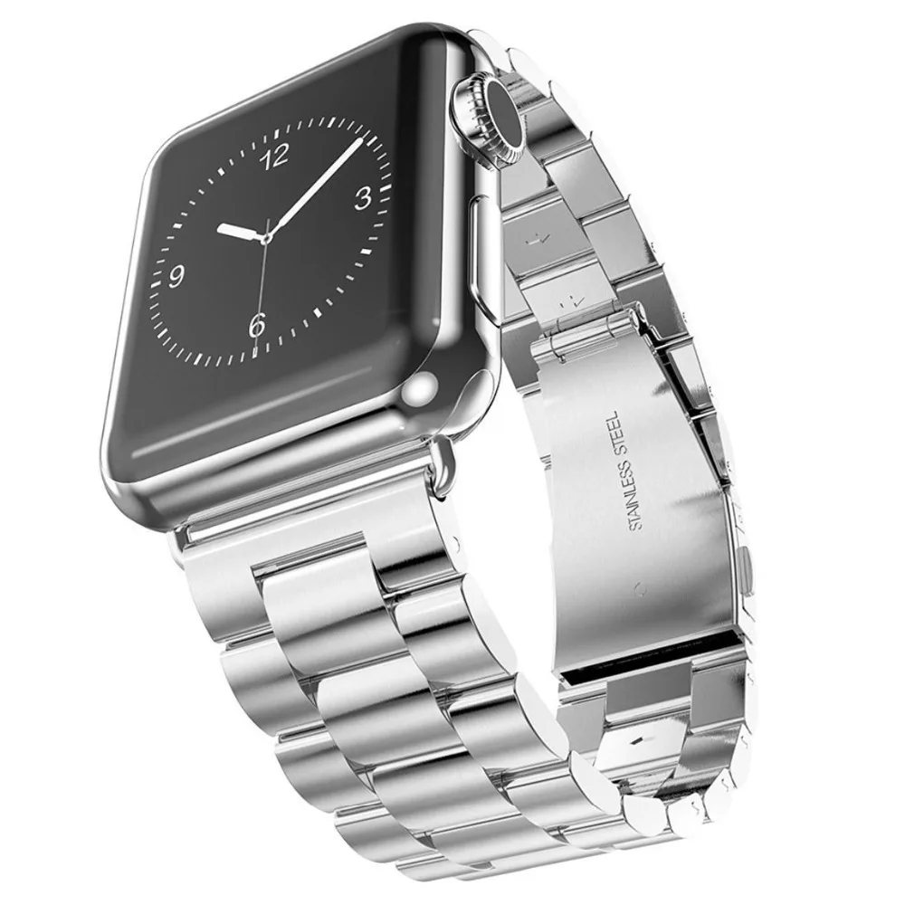 Ремешок из нержавеющей стали для Apple Watch Band 44 мм 40 мм 38 мм 42 мм Браслет спортивный браслет для iWatch Series 4 3 2 1 ремешки для часов - Цвет: Серебристый