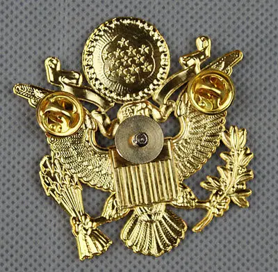 WWII US Army Epluribus Unum Officers Metal Cap Hat Badge Pin-US111