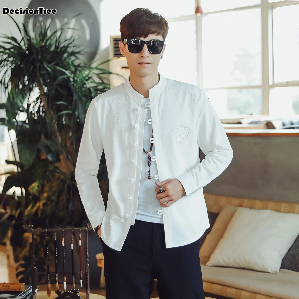 2019 summer men high qualiyt cotton linen long china style kongfu coat male loose kimono cardigan overcoat