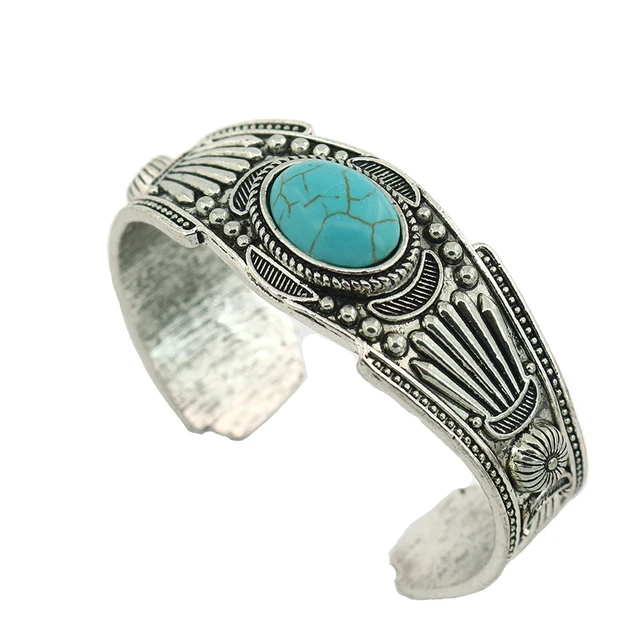 2017 nouveau design de mode bracelet dames bracelet Tibétain argent bracelet et Imitationturquoise stonemosaic ajustement bracelet