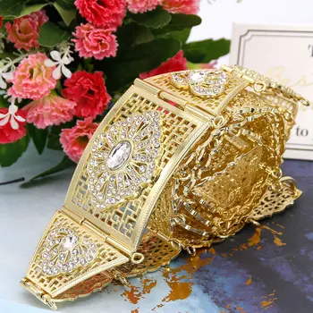 

SUNSPICE-MS Elegant caftan metal waist belt rhinestone for women gold silver color DUBAI wedding jewlery Morocco body chain 2019