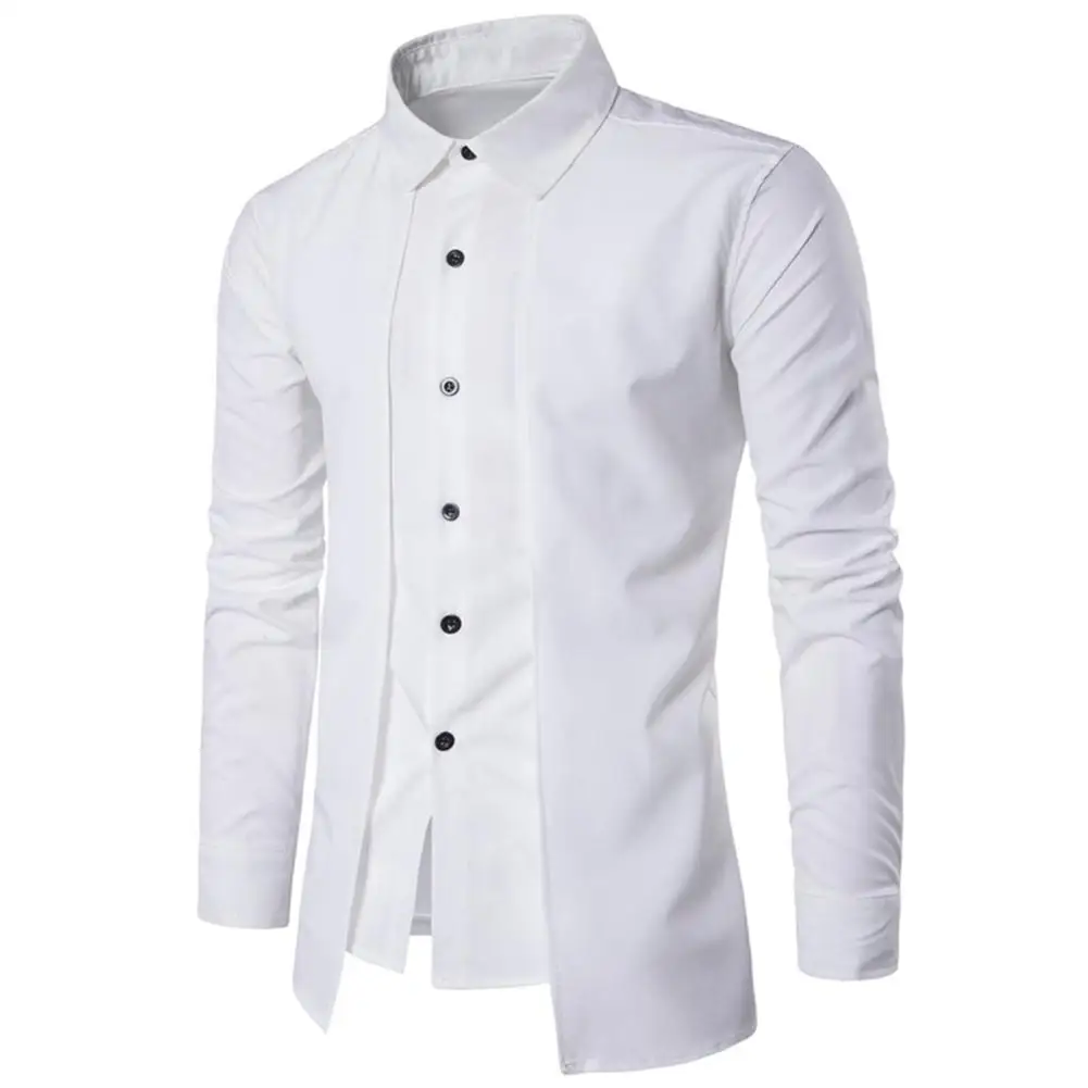 MISSKY для мужчин Повседневная рубашка Slim Fit с длинным рукавом одноцветное цвет