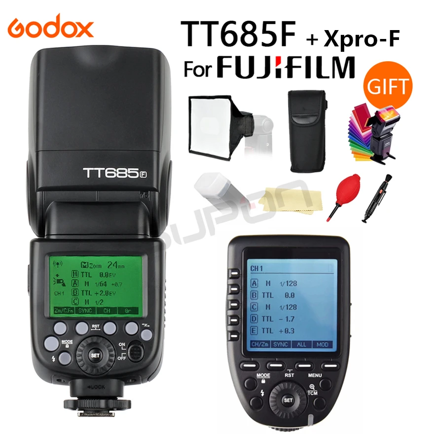 

Godox TT685F 2.4G HSS TTL GN60 Flash Speedlite + Xpro-F Trigger Transmitter Kit for Fujifilm Fuji X-Pro2 X-T20 X-T1 X-T2