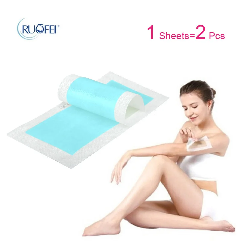 

1sheet=2pcs Blue Color Professional Hair Removal Depilatory Cold Wax Strips Papers Waxing Nonwoven for Face/Leg/Body Care