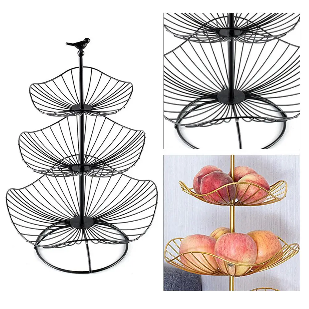

Three-layer Fruit Bowl Lotus Leaf Household Fruit Plate Multi-layer Dessert Cake Snack Display Stand For Living Room Weddings
