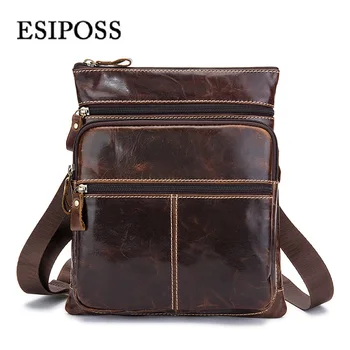 

esiposs Genuine Leather male bag Messenger Bags casual Men's travel bag leather day clutch man crossbody bags shoulder Handbags
